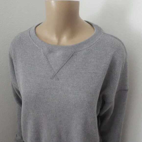 NEW Abercrombie Womens Crewneck Waffle Knit Sweater Size XS Gray - Picture 3 of 6